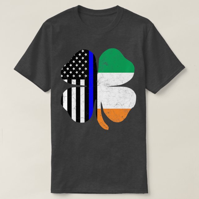 Camiseta Dia de São Patrício da Polícia de Bandeira Irlande (Frente do Design)