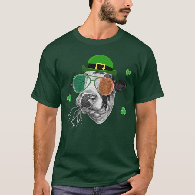 Camiseta Dia de São Patrício da vaca de leiteria do frisão (Frente)