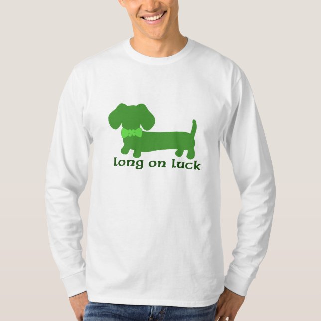 Camiseta Dia de São Patrício Dachshund Wiener Dog Long on L (Frente)