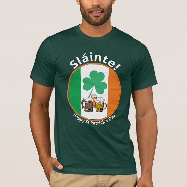 Camiseta Dia de São Patrício de bandeira irlandês (Frente)