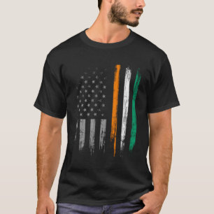 Camiseta Dia de São Patrício de bandeira irlandês americano