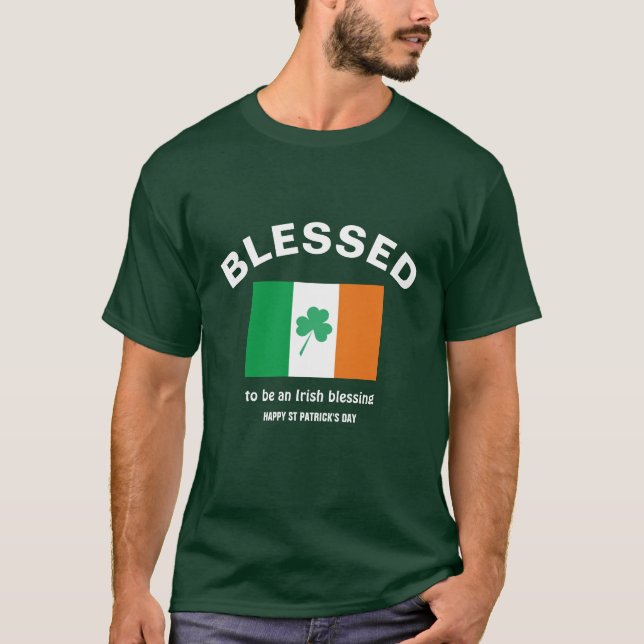 Camiseta DIA DE SÃO PATRÍCIO de Bandeira irlandês BESSADO (Frente)