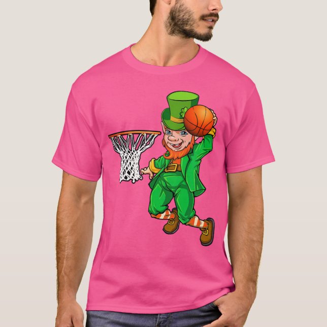 Camiseta Dia de São Patrício de Basquete Leprechaun Play 20 (Frente)