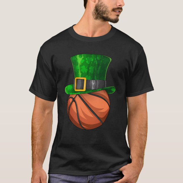 Camiseta Dia de São Patrício de Basquete Leprechaun Shamroc (Frente)
