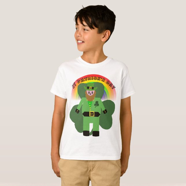 Camiseta Dia de São Patrício de Boys Leprechaun (Frente Completa)