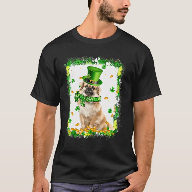 Camiseta Dia de São Patrício de Cachorro Espanhol Cute Tibe (Frente)
