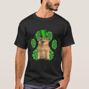 Camiseta Dia de São Patrício de Clovers de Paw Paw do Spitz