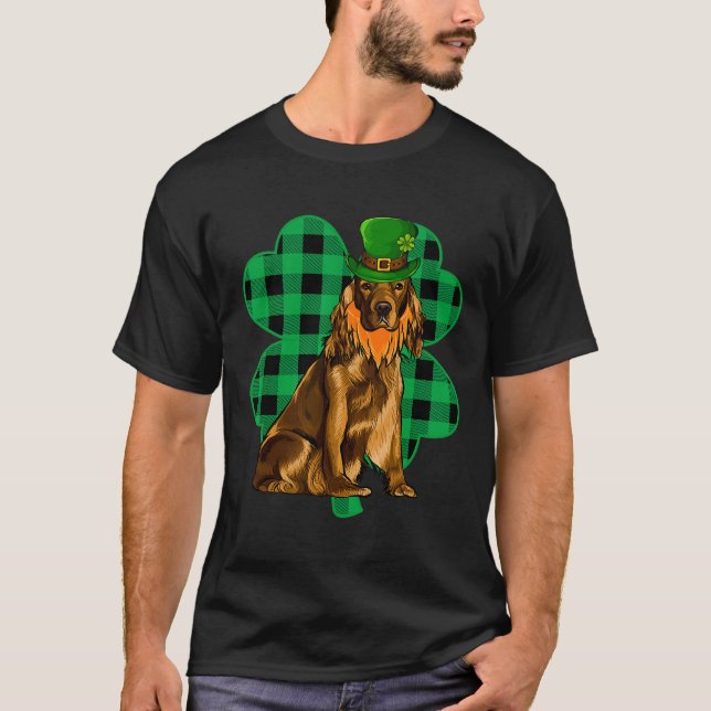 Camiseta Dia de São Patrício de Cocker Spaniel Leprechaun L (Frente)