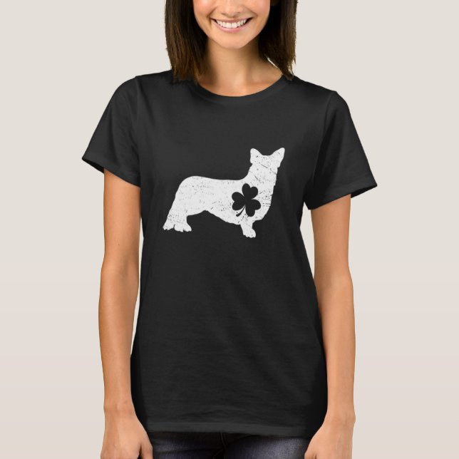 Camiseta Dia de São Patrício de Costume de Cão Corgi (Frente)