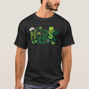 Camiseta Dia de São Patrício de Enfermeira Irlandesa Leop