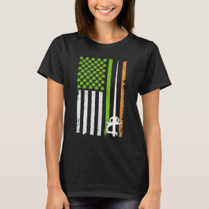 Camiseta Dia de São Patrício de esgrima americano Flag Gree