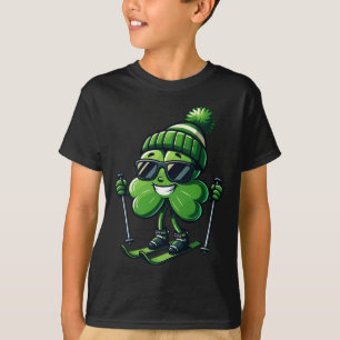 Camiseta Dia de São Patrício de esqui Shamrock Clover Irish