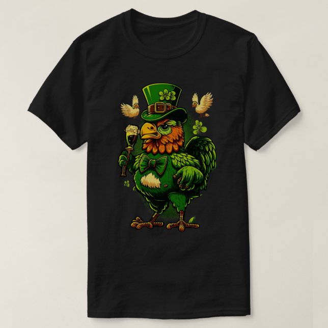 Camiseta Dia de São Patrício de frango 4 (Frente do Design)