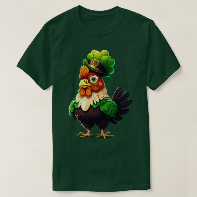 Camiseta Dia de São Patrício de frango 7 (Frente do Design)