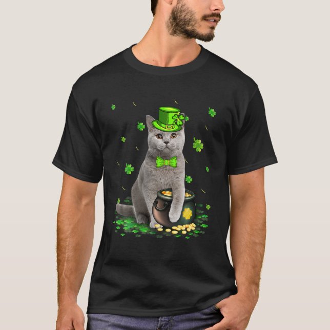 Camiseta Dia de São Patrício de Lover de Gato de Shorthair  (Frente)