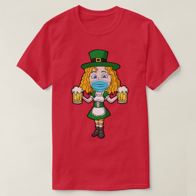 Camiseta Dia de São Patrício De Máscara De Beers Irlandeses (Frente do Design)