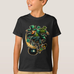 Camiseta Dia de São Patrício De Patins De Skate Leprechaun