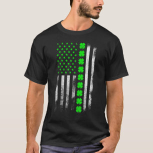 Camiseta Dia de São Patrício de Shamrock da bandeira americ