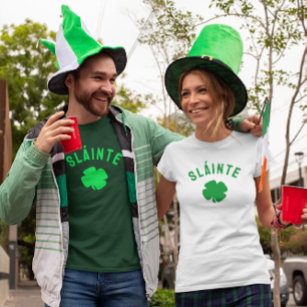 Camiseta Dia de São Patrício de trevo irlandês Sláinte