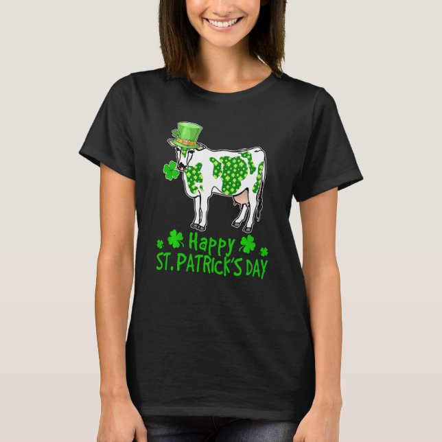 Camiseta Dia de São Patrício De Vaca Fome De Vaca De Fábric (Frente)