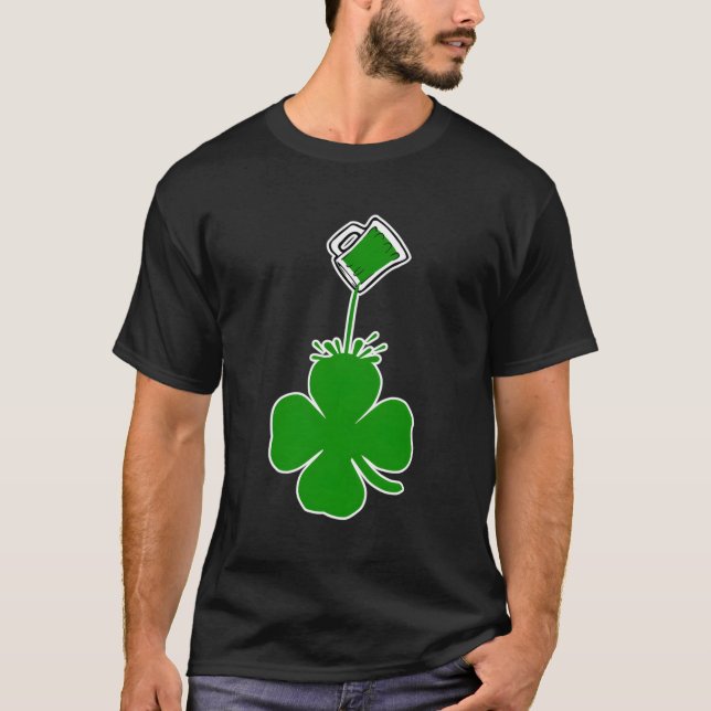 Camiseta Dia de São Patrício De Vazamento De Cerveja Verde  (Frente)