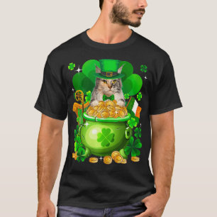 Camiseta Dia de São Patrício do Maine Coon Cat Gold Pot Sha