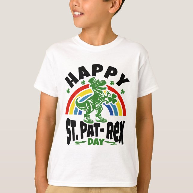 Camiseta Dia de São Patrício do T-Rex (Frente)