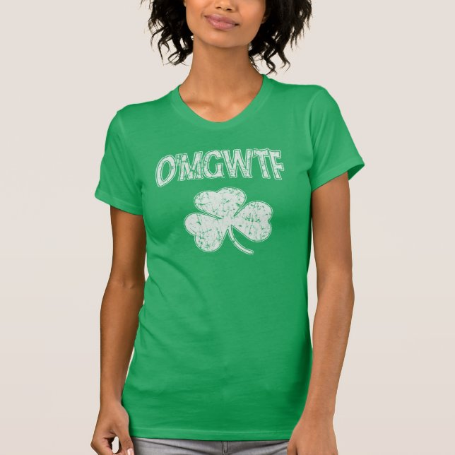 Camiseta Dia de São Patrício do trevo de O'MGWTF (Frente)