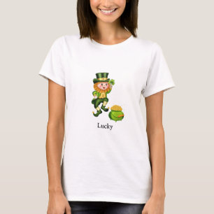 Camiseta Dia de São Patrício duende e pote de ouro
