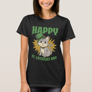 Camiseta Dia de São Patrício Duende Gato  Dia de São Patríc