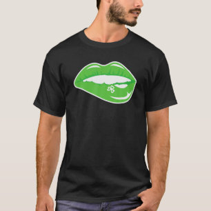 Camiseta Dia de São Patrício Engraçado com Lábios de pi