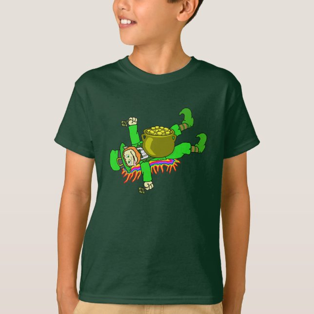 Camiseta Dia de São Patrício Engraçado do Leprechaun (Frente)