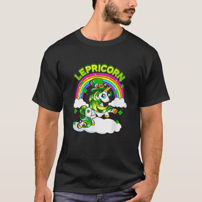 Camiseta Dia de São Patrício Engraçado Lucky Lepricorn Unic (Frente)