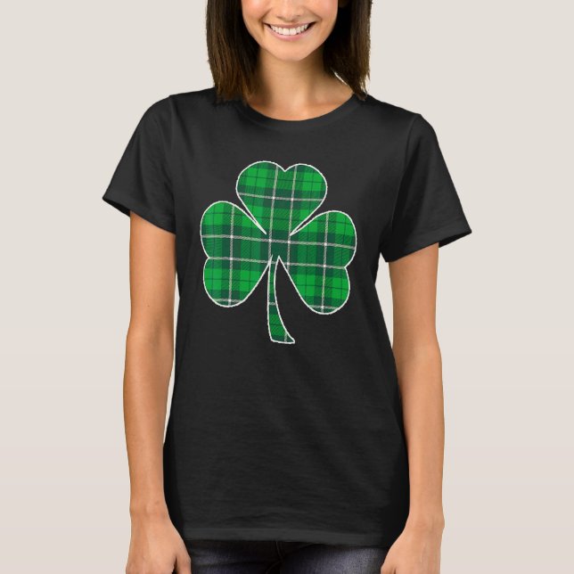 Camiseta Dia de São Patrício Engraçado Xadrez Verde Irlande (Frente)