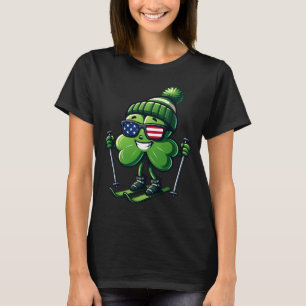 Camiseta Dia de São Patrício Esquiando Trevo de Clover Band