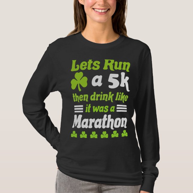 Camiseta Dia de São Patrício executando vamos executando 5k (Frente)