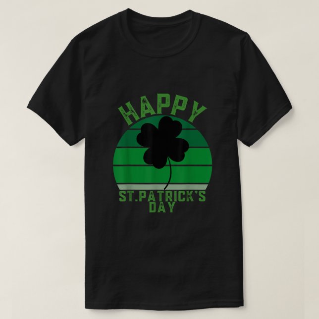 Camiseta Dia de São Patrício Feliz de Shamrock para a Irlan (Frente do Design)