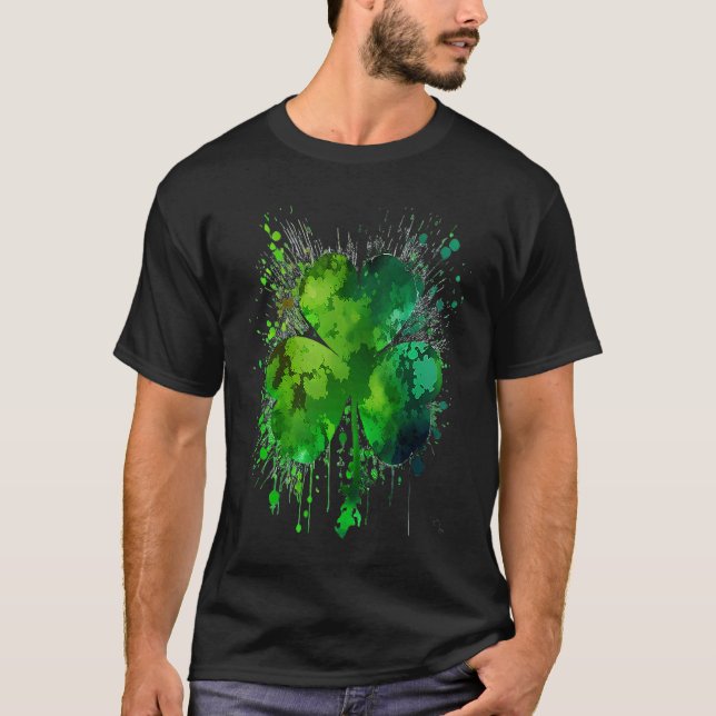 Camiseta Dia de São Patrício Feliz Irlandês Shamrock Tie Dy (Frente)