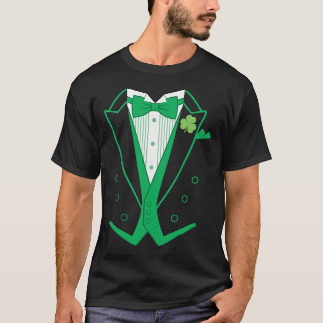 Camiseta Dia de São Patrício formal irlandês do smoking (Frente)