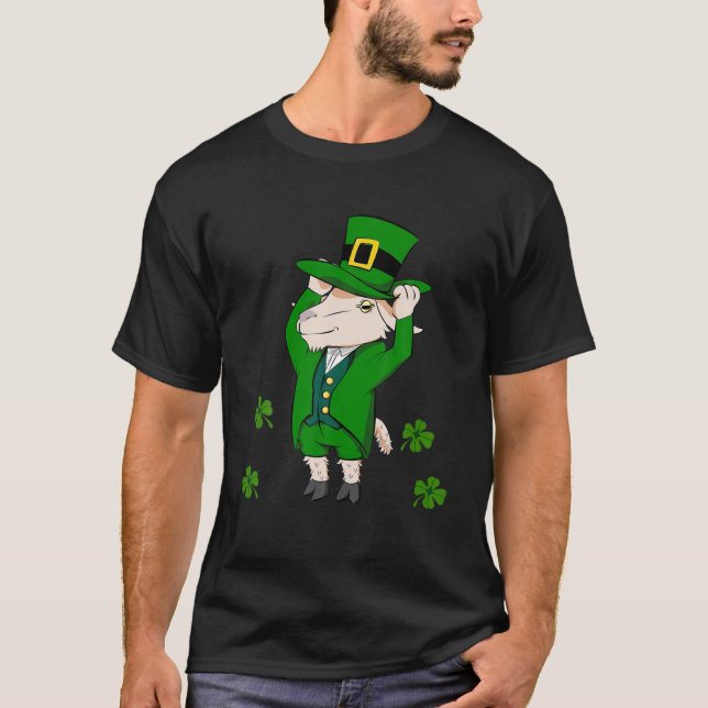 Camiseta Dia de São Patrício Funny Goat Leprechaun Kids Boy (Frente)