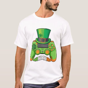 Camiseta Dia de São Patrício Gamer Game Controller Irish Cl