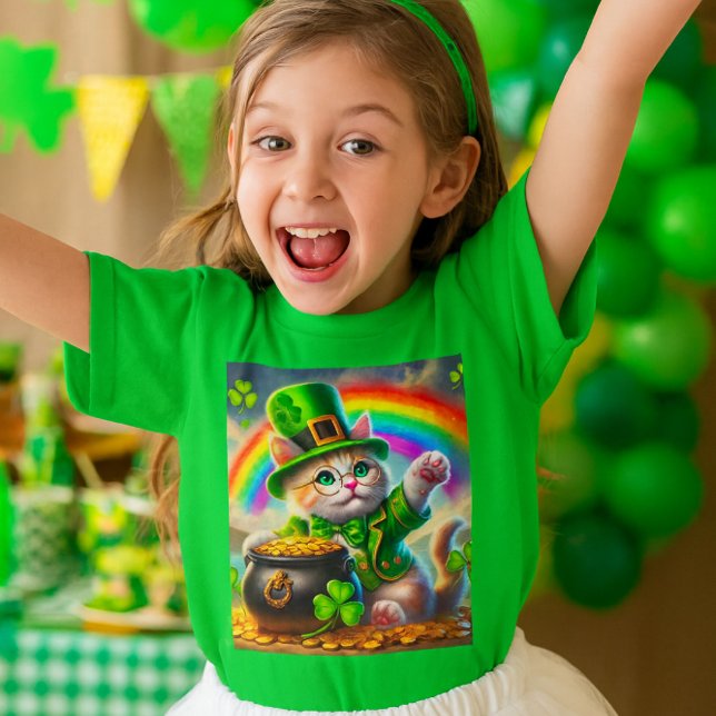 Camiseta Dia de São Patrício Gato Leprechaun Gato Lover T-S (Paws-itively magical! This leprechaun kitty brings the gold and the giggles to a St. Paddy’s party)