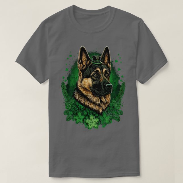 Camiseta Dia de São Patrício german shepherd (Frente do Design)