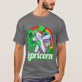 Camiseta Dia de São Patrício Girls Dabbing Unicorn Leprecha