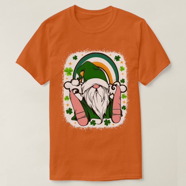 Camiseta Dia de São Patrício Gnome Irish Rainbow Shamrock g (Frente do Design)