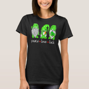 Camiseta Dia de São Patrício Gnome Peace Love Luck Heart Sh