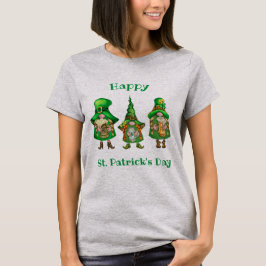 Camiseta Dia de São Patrício Gnomos Menina Verde
