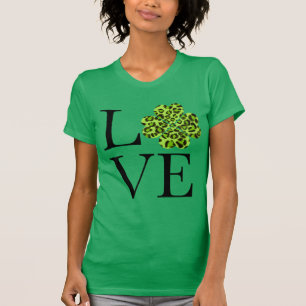 Camiseta Dia de São Patrício Guepardo verde trevo shamrock