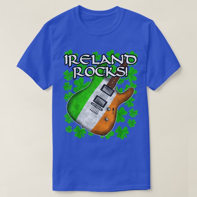 Camiseta Dia de São Patrício Guitar Irish Flag (Frente do Design)