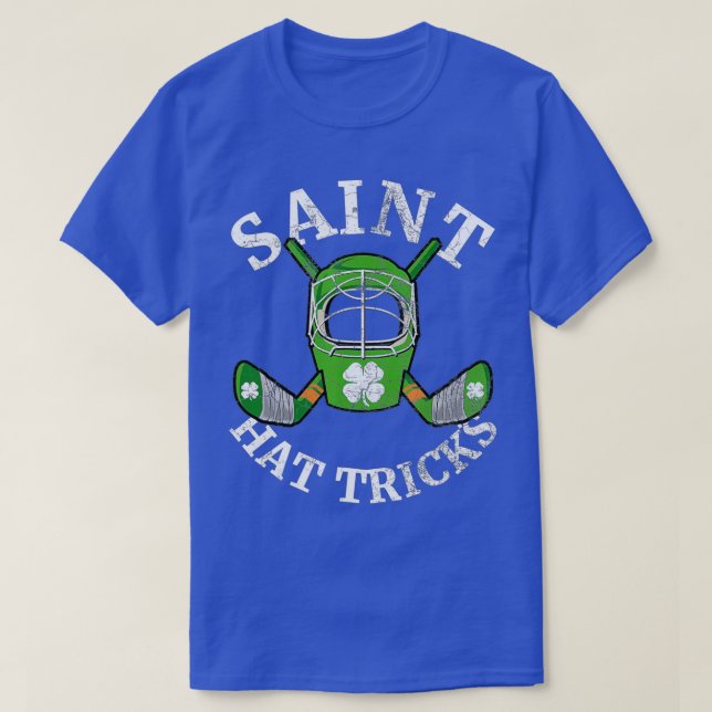 Camiseta Dia de São Patrício Hat Tricks Hockey Shamrock K (Frente do Design)